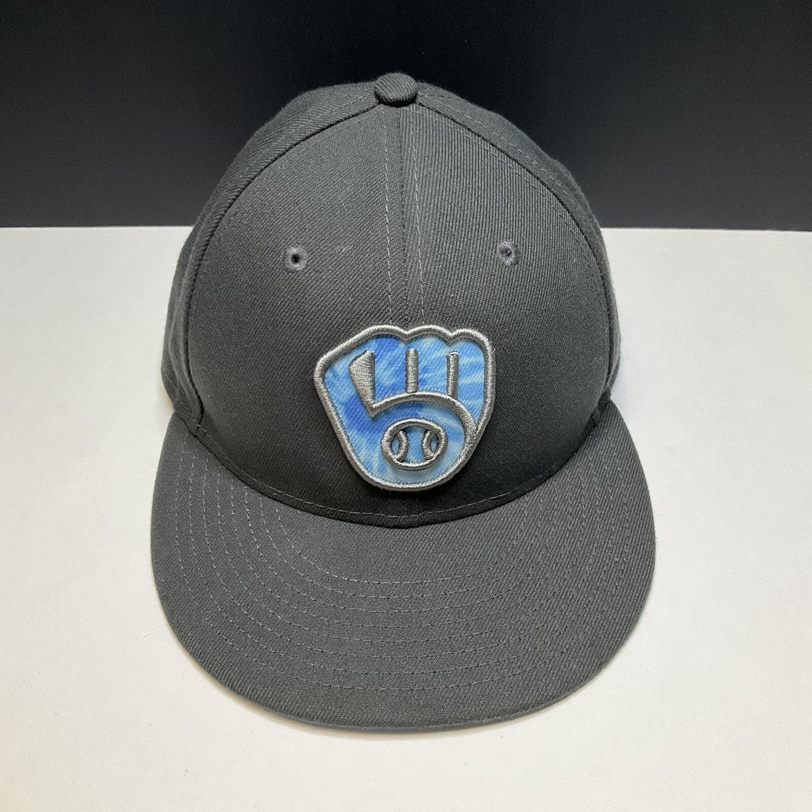 New Era Milwaukee Brewers Baseball Hat Blue Official On Field Cap Fitted 7 1/8