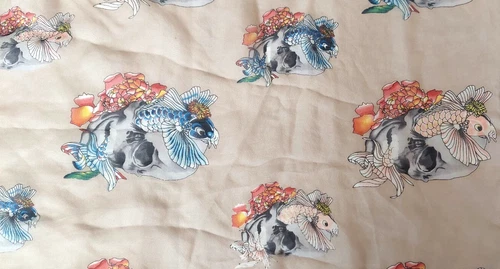 Gorgeous ALEXANDER MCQUEEN 100% silk grey koi fish skeleton skull scarf