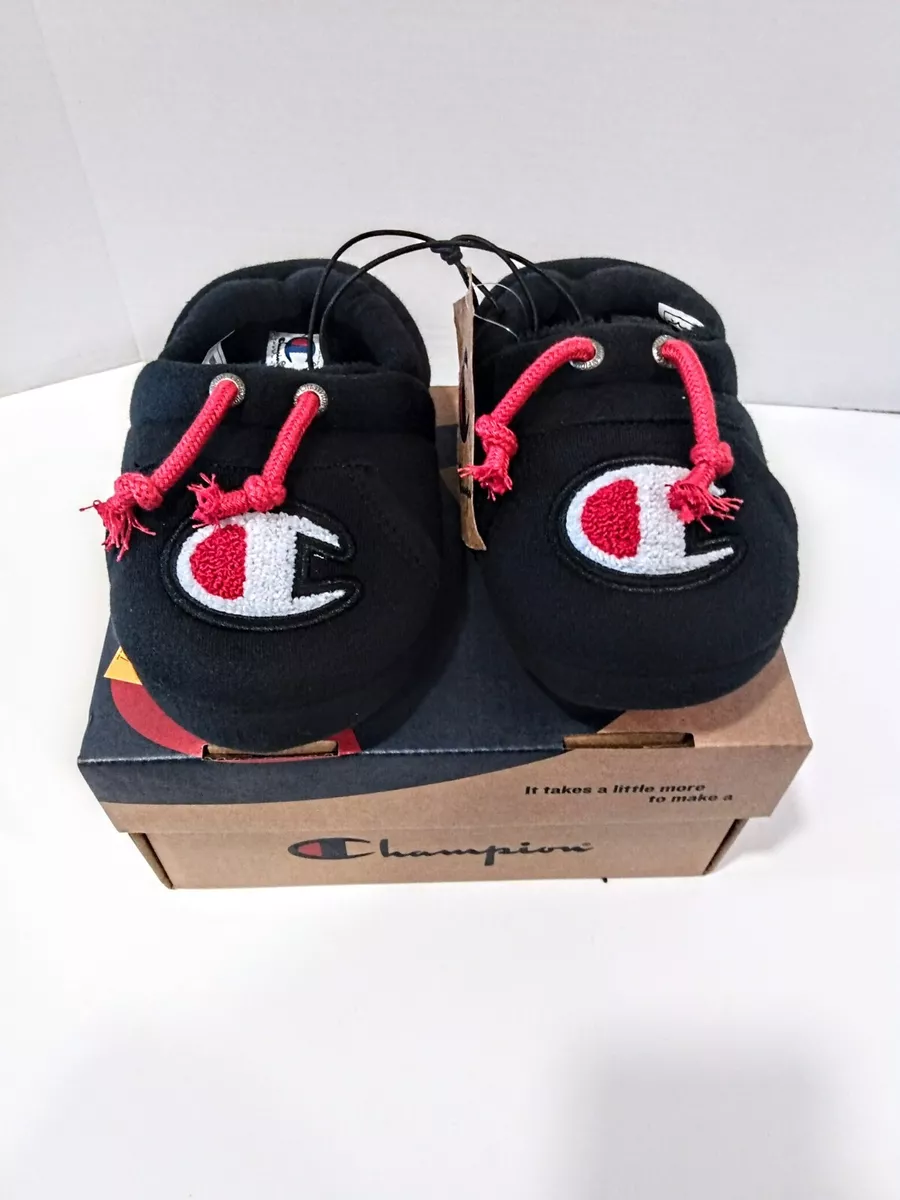 Champion University II Black Scarlet Red Slip On Slippers