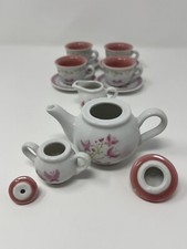 BARBIE PORCELAIN TEA SET Butterflies Flowers 2004 MATTEL Schylling 13 pc