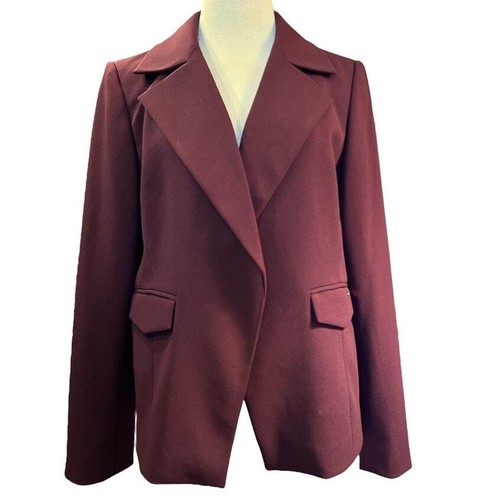 Calvin Klein Open Blazer Jacket Size 14 Burgundy Wine Corporate Classic Capsule