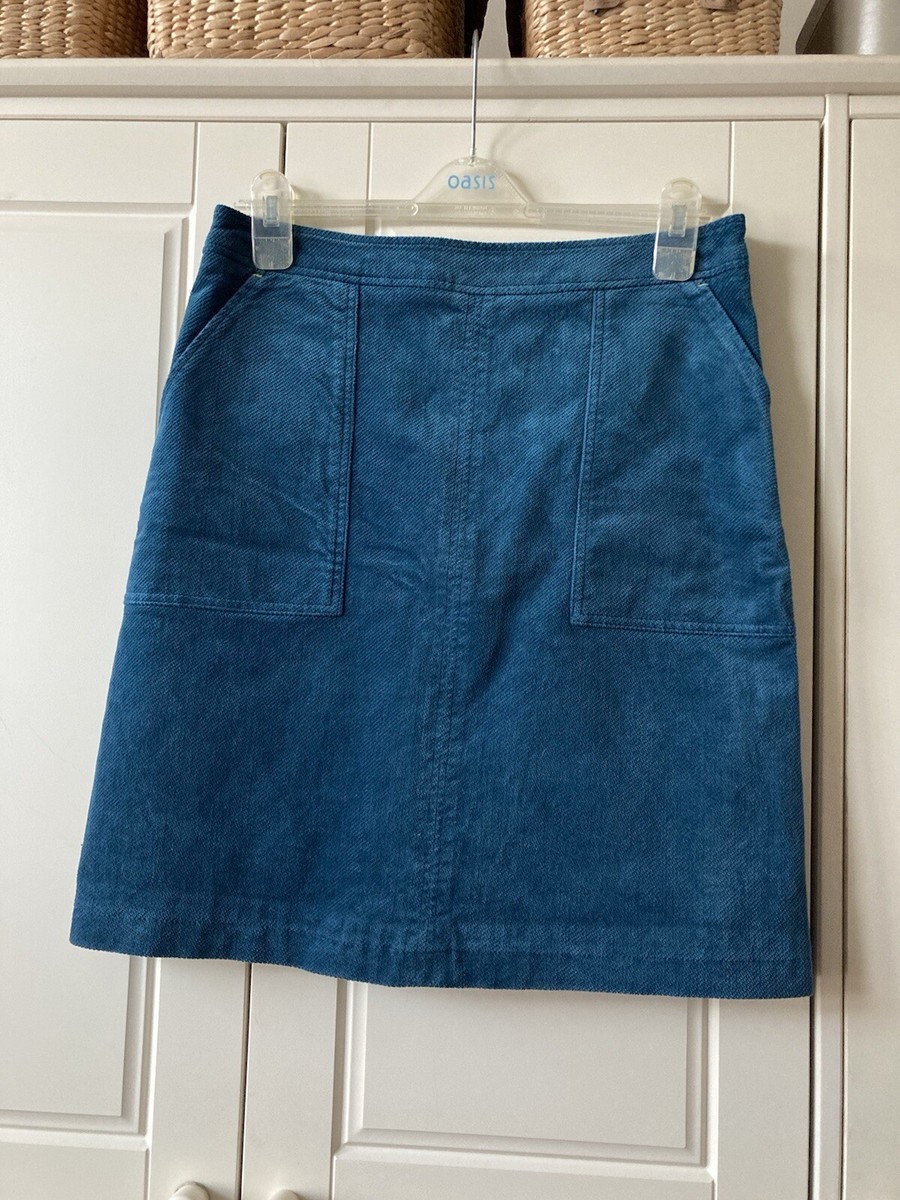 The Fab White Stuff Clocktower Cord A-line Skirt Sea Blue UK