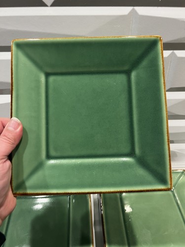 Set Of 5 Pottery Barn Asian Square Salad Plates Jade Green 8 1/8” - Picture 9 of 10