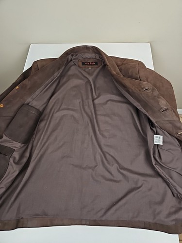 Lavorazione Artigiana Brown Suede Leather Vera Pelle Blazer Coat Jacket Mens 52 - Picture 8 of 15