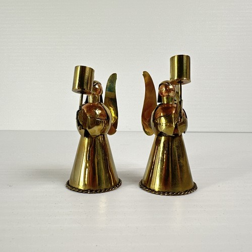 Vintage Mini Brass Angel Candle Holders Pair 2.5" Tall Christmas Decor - Picture 2 of 7