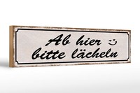 Holzschild Spruch 46X10 Cm Ab Hier Bitte LäCheln Holz Deko Schild