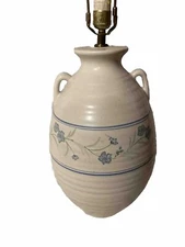 VINTAGE BERMAN Floral Stoneware Table LAMP TALL