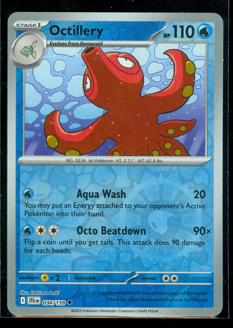 Pokemon OCTILLERY 034/159 Journey Together  Rev Holo - MINT