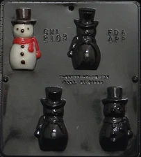 Snowman 3 1/2" Chocolate Candy Mold Christmas  2103  Clear Plastic NEW