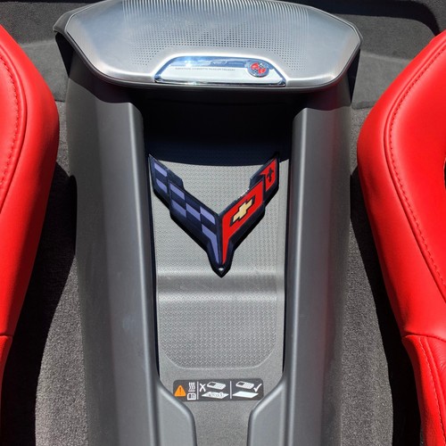 C8 BLACK Corvette Waterfall Phone Charging Bay Crossed Flag Emblem - Picture 4 of 9