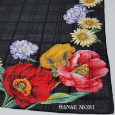 VINTAGE Hanae Mori Floral Scarf Handkerchief Neck Wrap Bandana 22"
