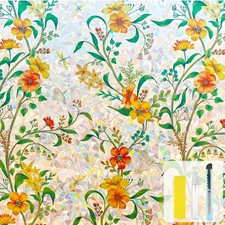 Stained Glass Window Privacy Film Static Cling - 17.5 78.5, Yellow- Green