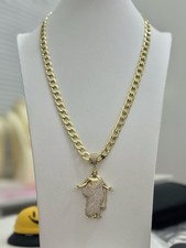 Cadena Cubana 55 cm con Dije Jesús Laminada en 14k Alta Calidad Uso Diario