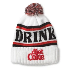 AMERICAN NEEDLE Diet Coke Coca Cola Pillow Line Knit Beanie, White/Red/Black (23