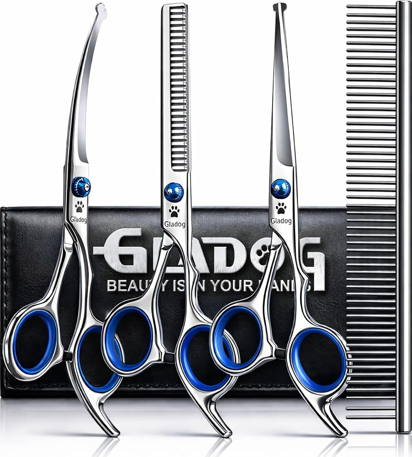 Professional 5 in 1 Dog Grooming Scissors Set W/ Safety Round Tips Sharp &