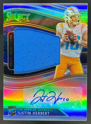 2020 Select Justin Herbert Prime Selections Prizm Signatures RC Jersey Auto #/49