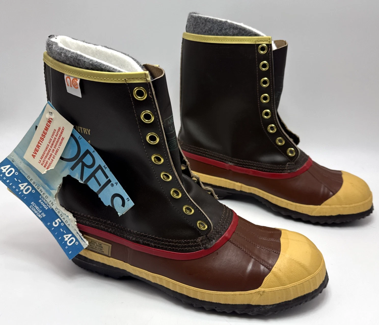 Sorel Kaufman Sentry STEEL TOE Made in Canada Boots Removable Wool Liner Mens 10