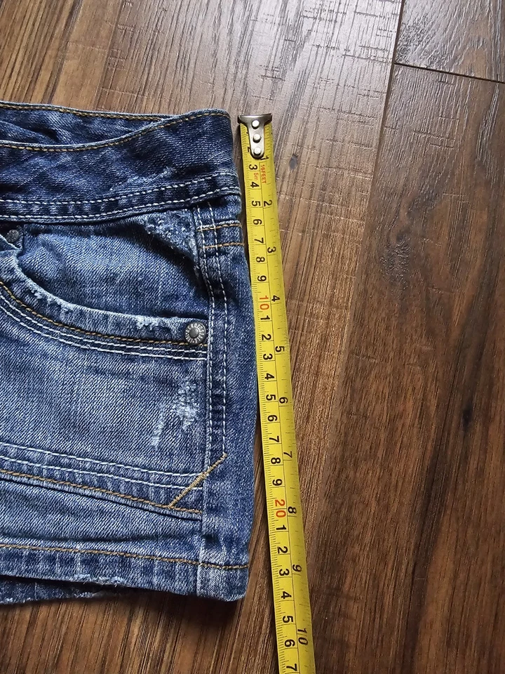 De colección Y2K Aeropostale Mujer Denim Micro Mini Pantalones Cortos Festival Botín tiro bajo Foto 3 de 4