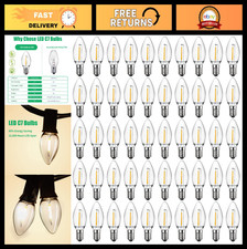 50 Pack C7 LED Night Light Bulbs, E12 Candelabra Base, Warm White, Energy Effici