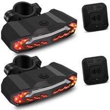 2× Bike Anti-Theft Alarm Horn 110dB LED Tail Light USB Rechargeable Turn Signals