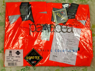 PANACEA ORBIT GORETEX HI VIS BIB & BRACE SALOPETTES 2XL (W46-49'') orange neu mit Etikett