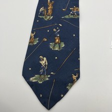 Robert Talbott Hand Sewn Finest Silk Made in USA Navy Blue Vintage Golf Theme
