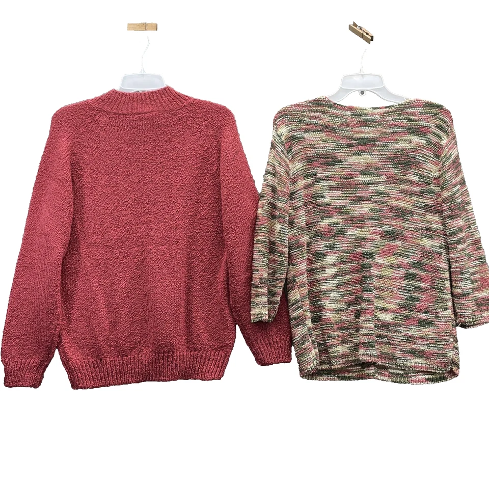 Lote de 2 suéteres vintage Jennifer Moore para mujer grandes tejidos con cable abuela casa de campo Foto 2 de 4