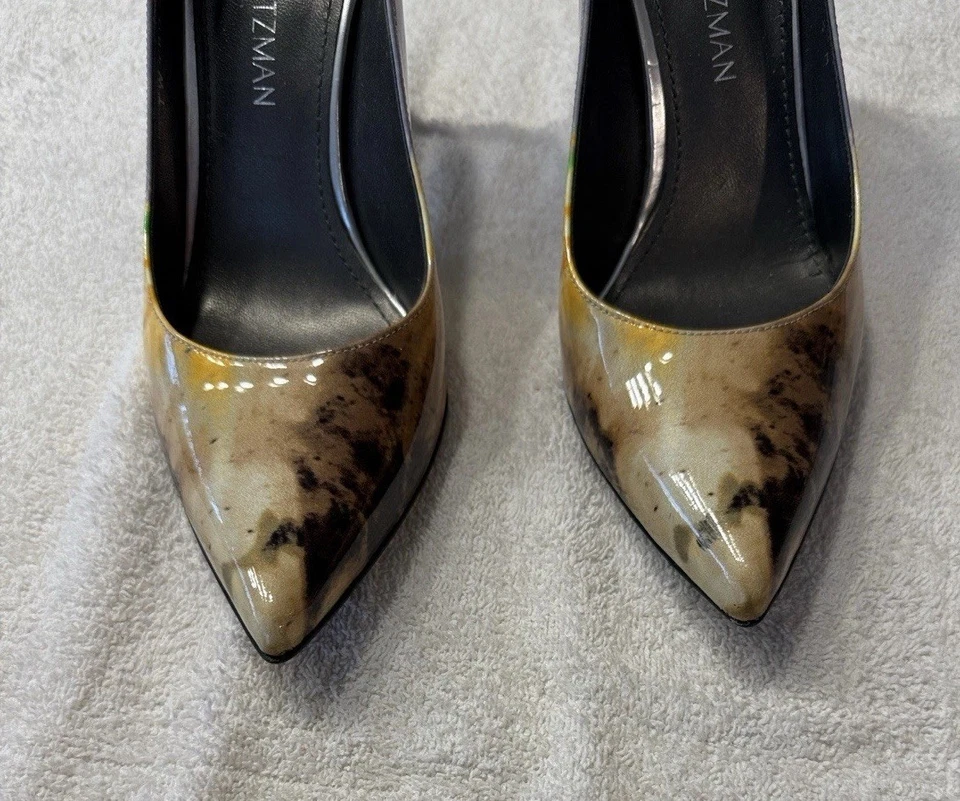 Tacones de aguja Stuart Weitzman gris y amarillo charol talla 8,5 Foto 4 de 4