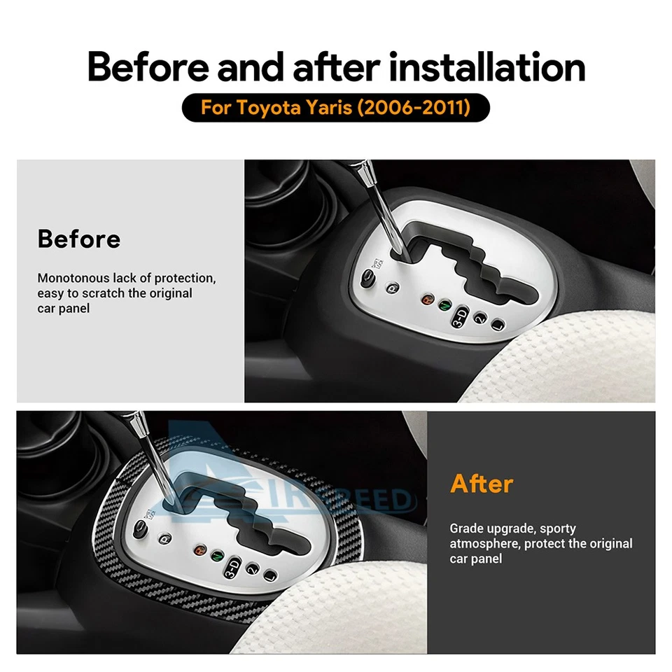 For Toyota Yaris 2006-2011 Gear Shift Panel Frame Cover Trim Black Carbon Fiber - image 3 of 4