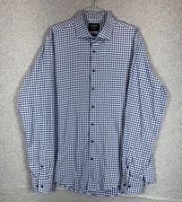 Nordstrom Tech-Smart Shirt Mens Large Plaid Trim Fit Button Down Casual Workwear