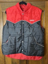 Vintage Yamaha Puffer Vest Mens Large Red Black 80s MX ATV Snap