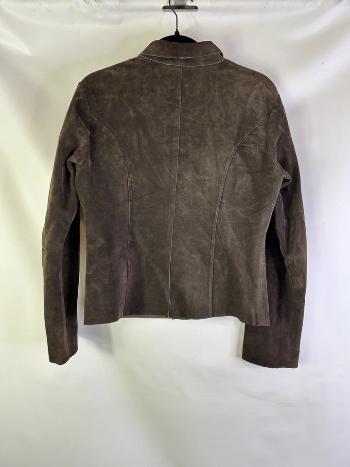 Camisa Western Vintage Años 90 Express Para Mujer 8 Gamuza Cuero Botón Cuello Frontal Foto 4 de 4