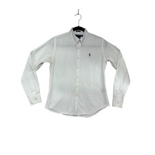 Ralph Lauren Sport Kids White Slim Fit Button Down Shirt Polo Pony Logo Size 10