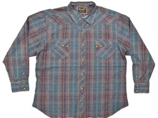 Wrangler Retro Premium Western Shirt Men XXL Pearl Snap Plaid Blue Maroon Cotton