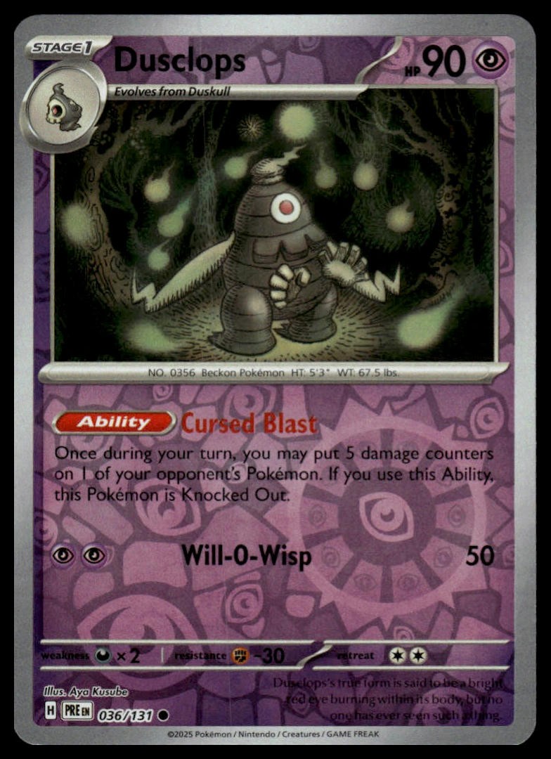 Dusclops SV: Prismatic Evolutions #036/131 Reverse Holo Rare NM