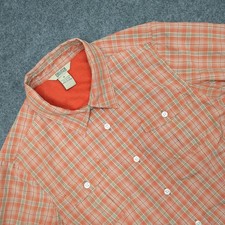 Duluth Trading Plaid Mens Long Sleeve Button Down Shirt Orange Green Size M