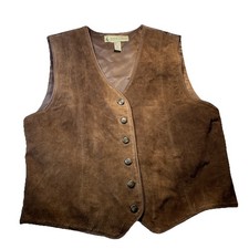 Vintage 80's Marsh Landing Leather Vest Woman's Size M Pre Loved to Perfection