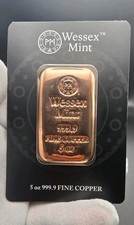 Wessex Mint 5oz Fine Copper Bullion Bar 999.9 in Original Sealed Card