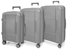 Expandable PP Hard Shell Suitcases 4 Wheels Luggage Travel Bags HOL1107 Grey NEW
