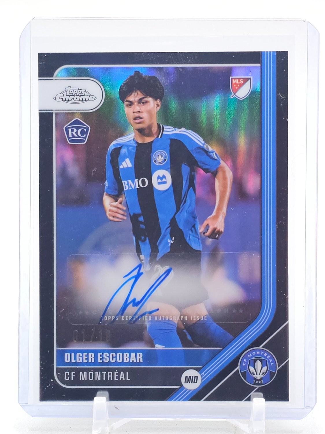 OLGER ESCOBAR 2026 TOPPS CHROME MLS BLACK REFRACTOR ROOKIE RC AUTO /15 Q4920 view 1
