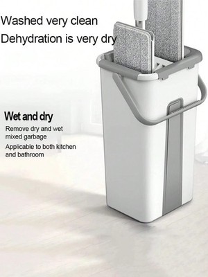 New Hands Free Flat Mop Bucket Washable Microfiber Hardwood Floor Mop
