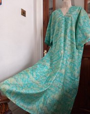 BNWOT Blue Gold Maxi Kaftan one size 58 In Bust Boho Ethnic Festival pocket