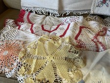 VTG Mixed Lot of 25 Linens Doilies Runners Crochet Embroidered Hankies Lacy