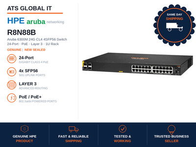 HPE Aruba R8N88B CX 6000 24G 4SFP Gigabit Managed Switch New Sealed US Ship