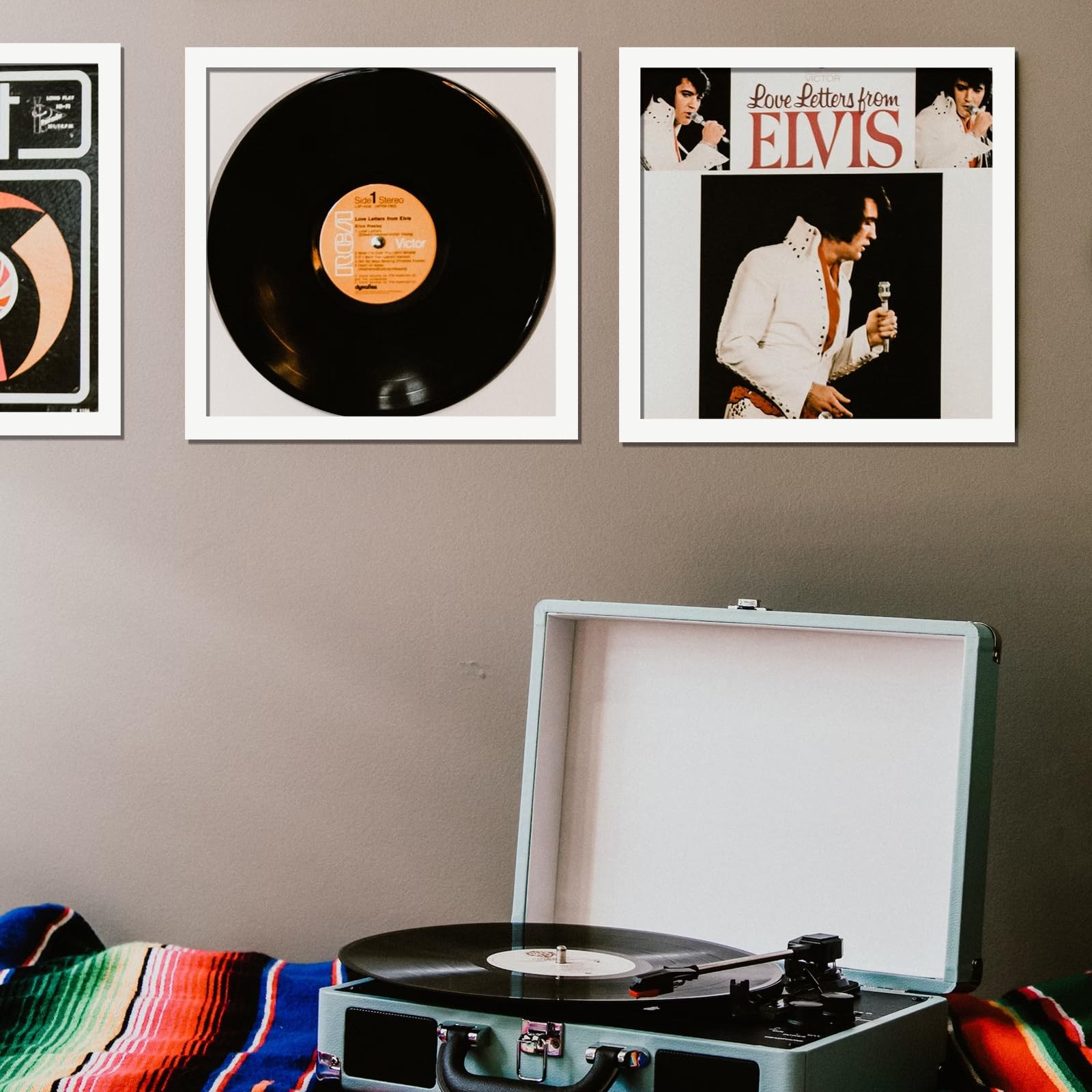 Vinyl Record Frame for the Wall Display Album Cover, White 12.5 x 12.5 Frame ...