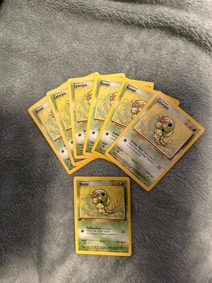 7x Pokémon Raupy Caterpie 45/102 Base Set WotC DE EN 1. Edition Common Konvolut