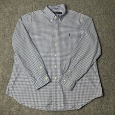 Polo Ralph Lauren Blue Button Down Shirt Men  s XL Gingham Check Flesh Pony