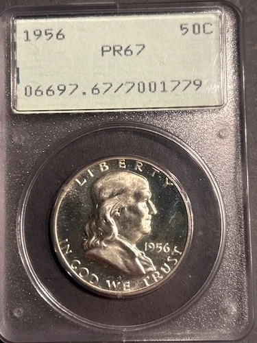 1956 Franklin  Half Dollar 50c Silver PCGS PR67 OGH 'Rattler'