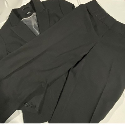 Marks & Spencer 3 Piece Suit Blazer Pencil Skirt Wide Leg Trousers Charcoal 16