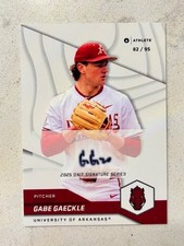 GABE GAECKLE 2025 ONIT Arkansas Baseball White On Card AUTO #'d to 95 qty